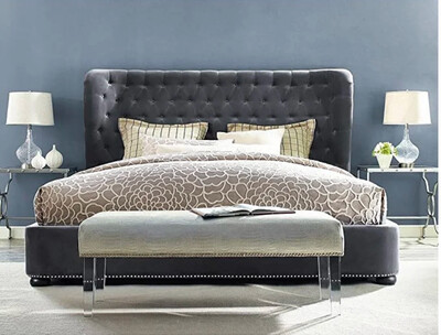 Italino Wing Fabric Bed in Grey Color Italino Wing Fabric Bed in Grey Color