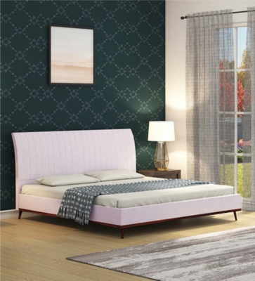 Italian Wing Fabric Bed in Off White Color Italian Wing Fabric Bed in Off White Color