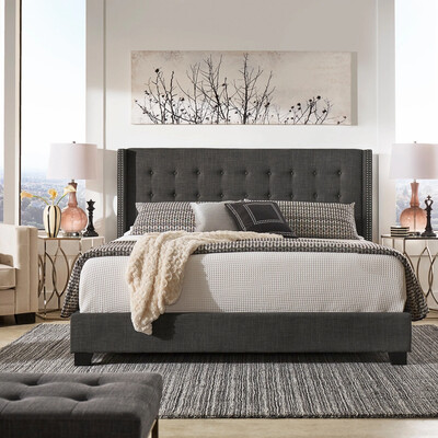 Baltra Wing Fabric Bed in Grey Color Baltra Wing Fabric Bed in Grey Color