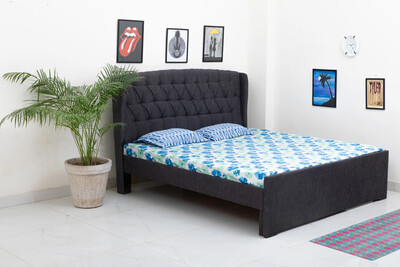 Italy Wing Fabric Bed in Grey Color Italy Wing Fabric Bed in Grey Color