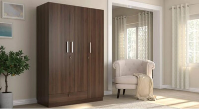 Baccam Three Door Wardrobe in Brown Color Baccam Three Door Wardrobe in Brown Color