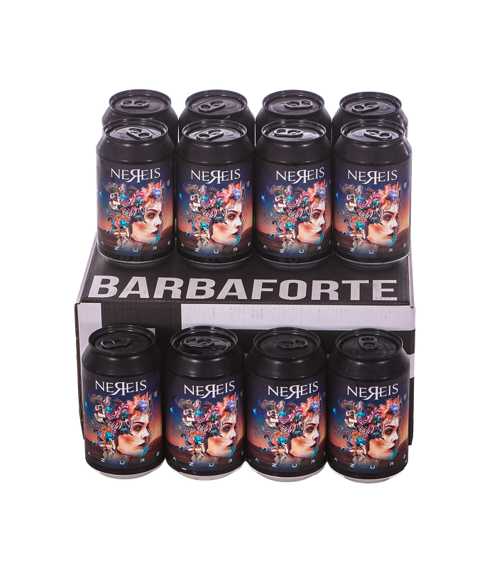 Cartone da 12 lattine di birra Azure da 0,33 L.