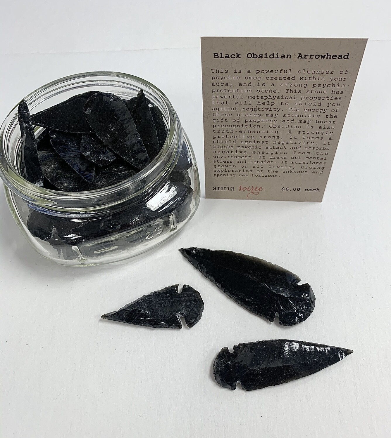 Black Obsidian Stone - Arrowhead