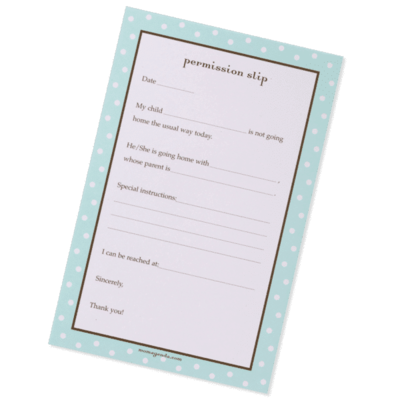 Permission Slip Note pad