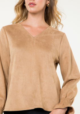 Long Sleeve Suede Top