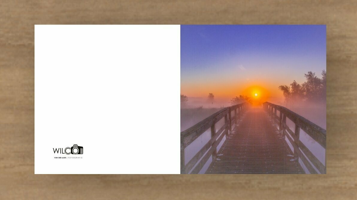 Kaart Brug Woudbloem tijdens zonsopgang 14 X 14 Dubbel