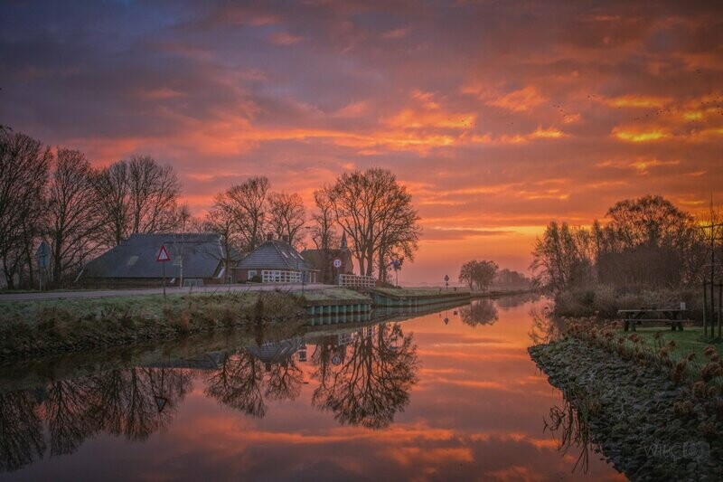 Ochtendrood weerspiegeling slochterdiep Schaaphok