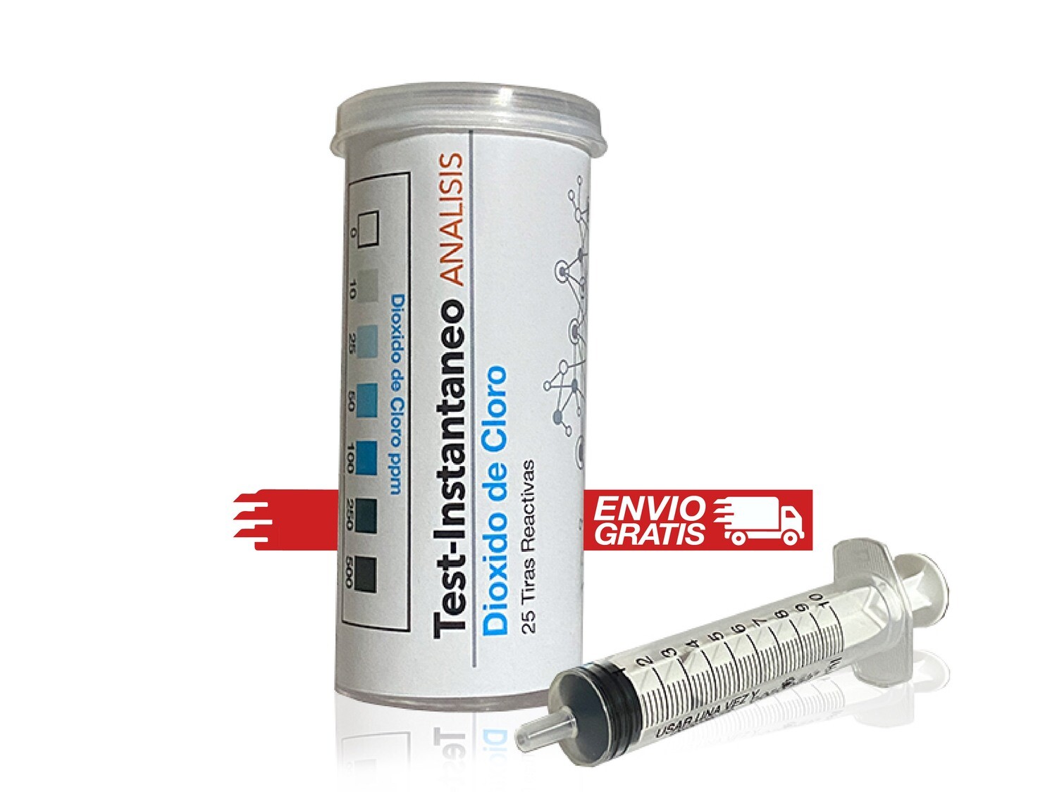 Test Instantaneo DIOXIDO DE CLORO 500ppm 25 unidades