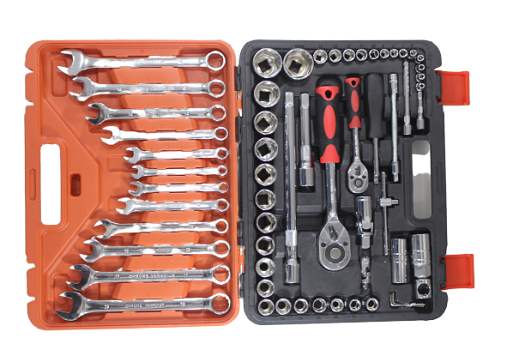 Maleta Ferramentas Jogo Kit Soquetes e Chave de Boca fixa 61PCS