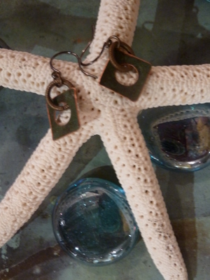 Copper Circle in a Square Earrings