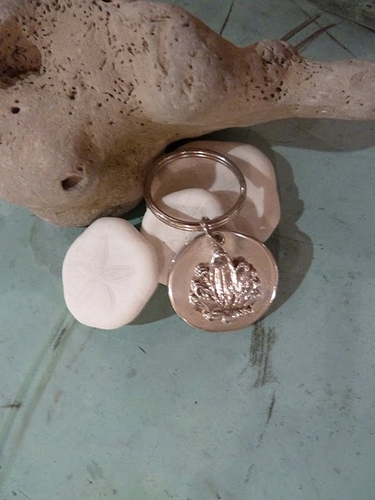 Sterling Silver Water Lily Key Fob