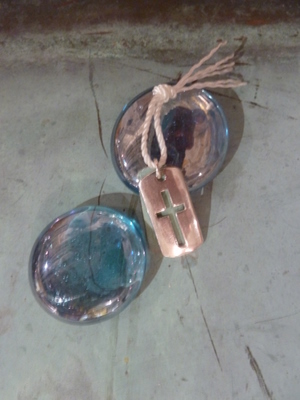 Copper and Sterling Silver Layered Cross Pendant