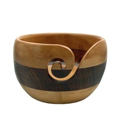 Yarn Bowl Medium - Beech And Acacia Striped