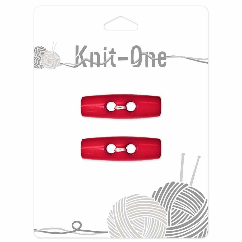Knit-One Buttons - Toggle Red - 1 9/16 inches long - #9530480