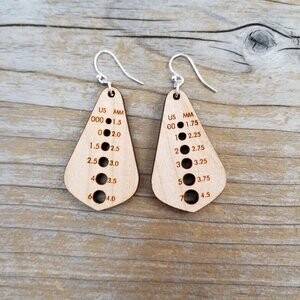Katrinkles - Earrings - Needle Gauge (Wood and Silver)