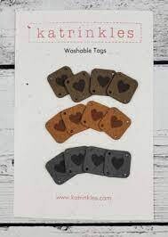 Katrinkles - Washable Heart Tags - Square - Neutrals  (Pkg. Of 12)
