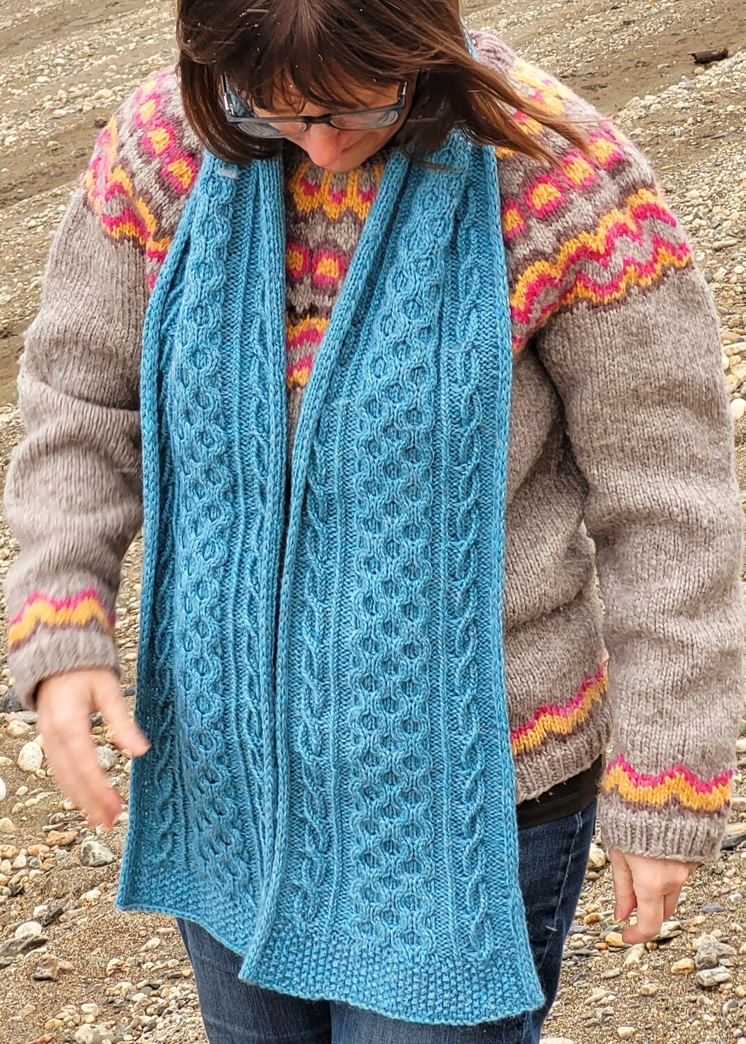 Winding River Cable Scarf Kit - Design By Lily Respair