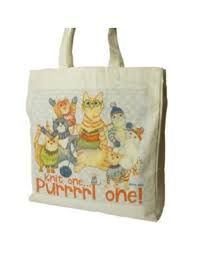 Emma Ball - Cotton Canvas Shopping Bag - Knit One Purrrrrl One