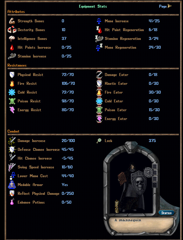 194 Spell Damage Increase Complete Elf Suit + 35 Extra Skills