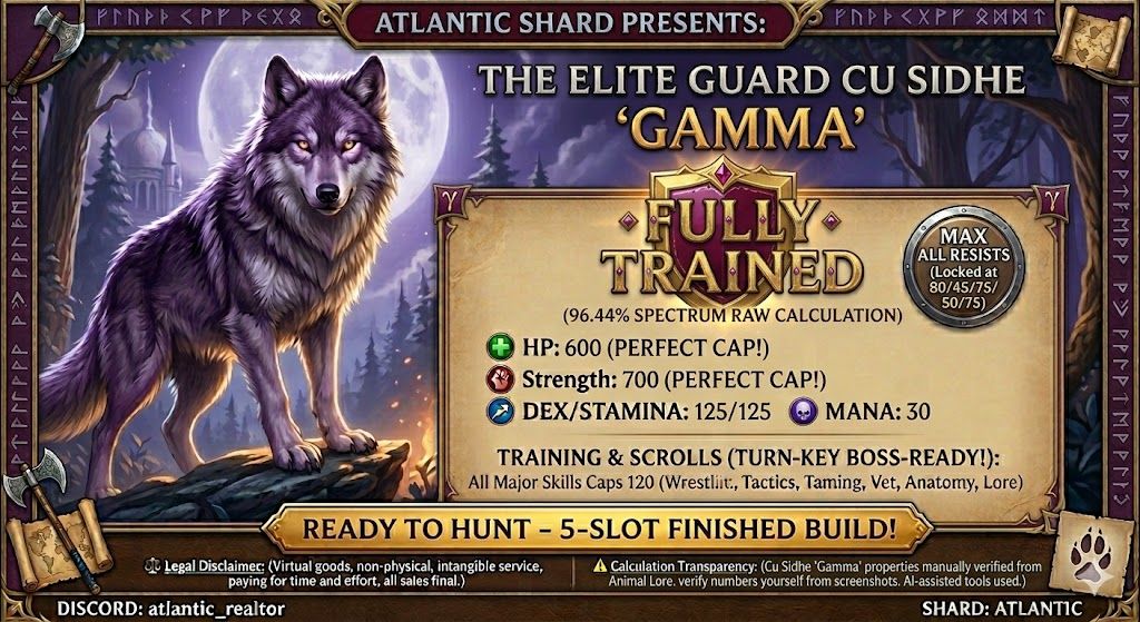 🐺 "Gamma" FULLY TRAINED WHITE CU SIDHE - Chivalry 🐺