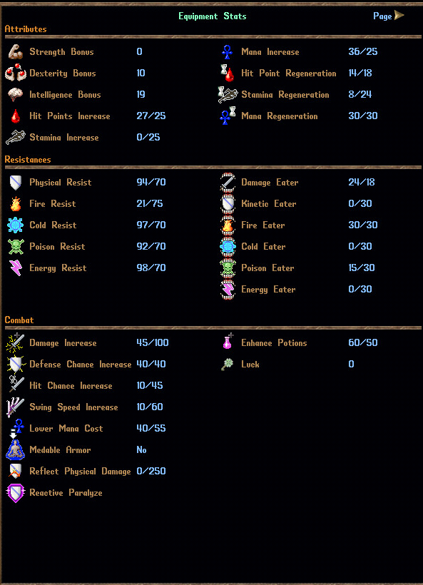 HIGH END PVP SUIT -  Parry Mystic Discorder with 120 Extra Skills