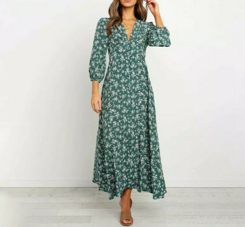 Veda - long buttoned floral dress