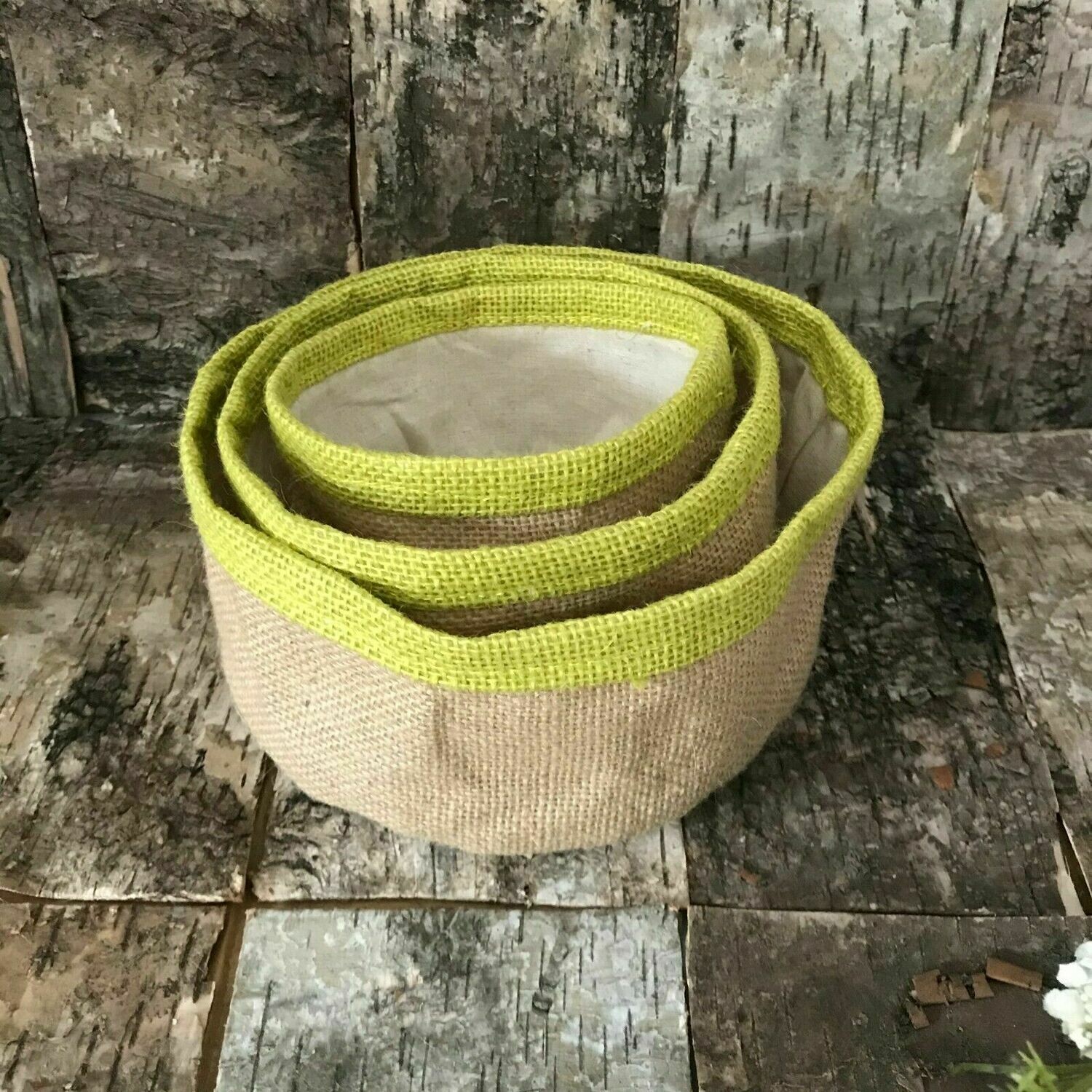 Jute Storage Baskets - Home, Colour: Lime Green
