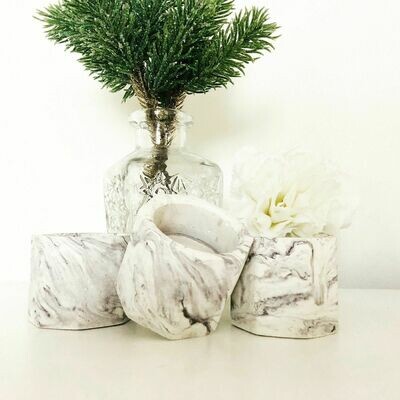 Concrete Marble Effect Tealight Holder - Home