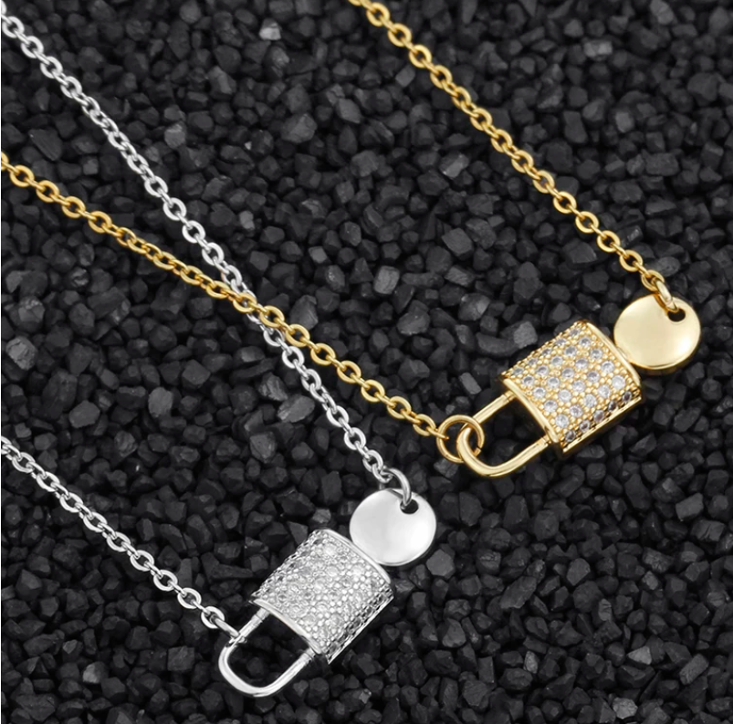 Lock and Key Necklace - Jewellery, Colour: Gold