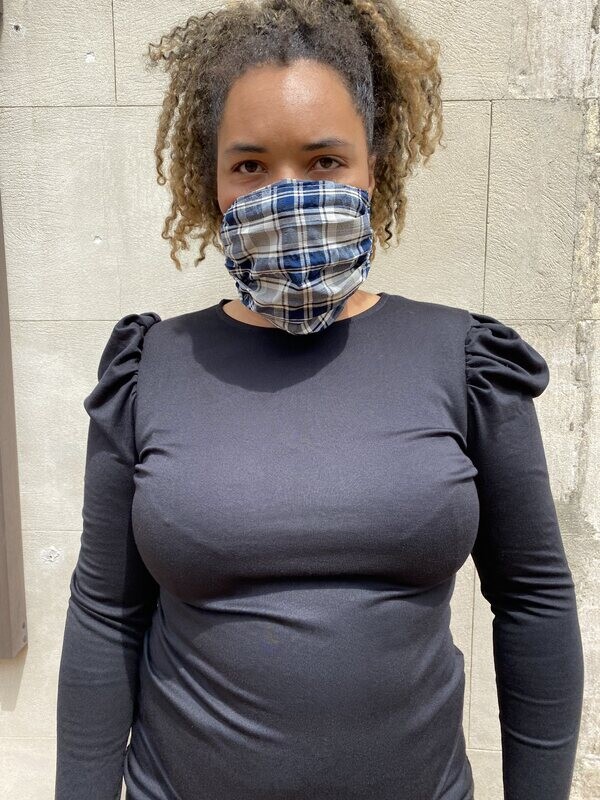 Non Medical - Pleated Print Masks Blue Gingham