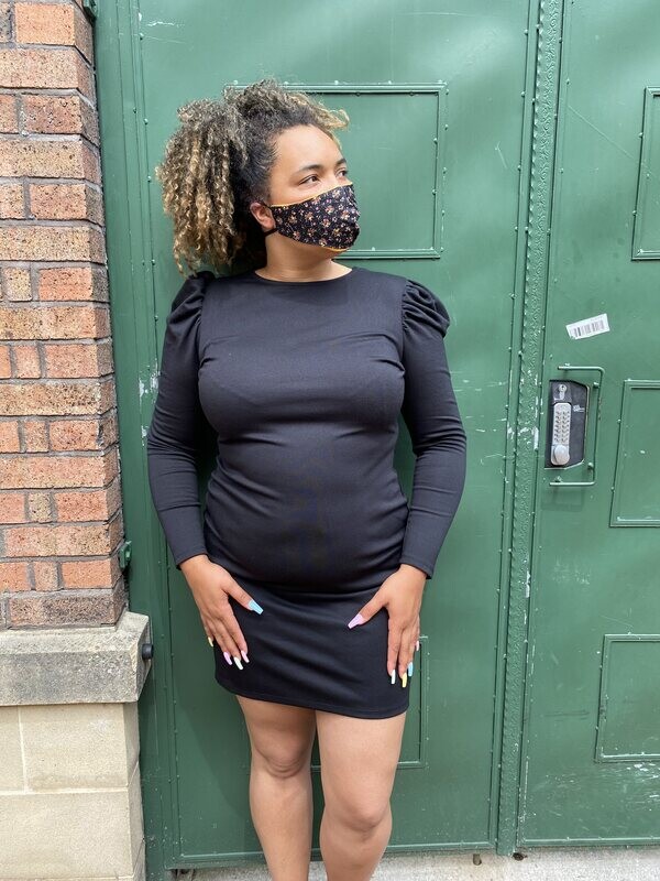Non Medical - Pleated Print Masks Black Floral Print