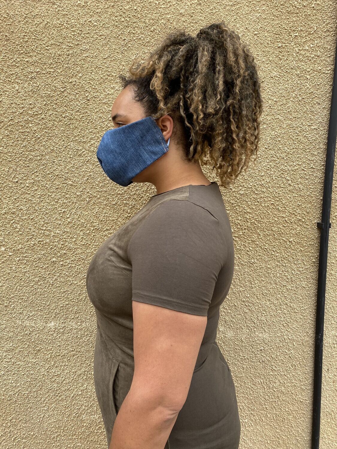Non Medical - Pleated Print Masks Blue Denim
