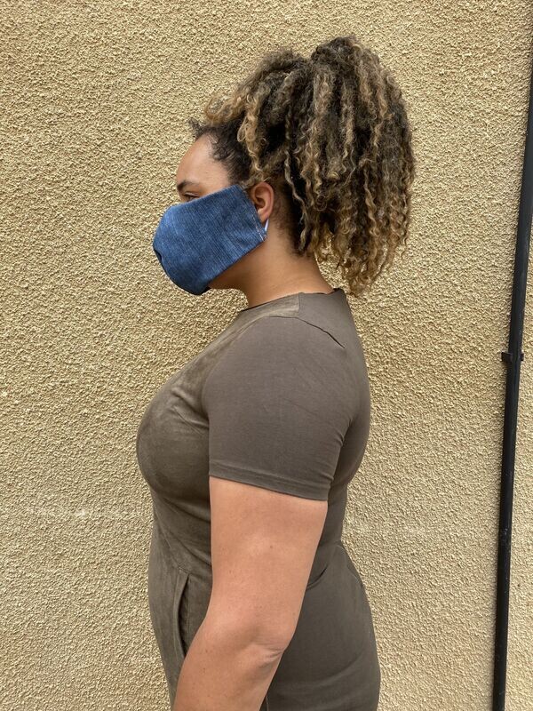 Non Medical - Pleated Print Masks Blue Denim