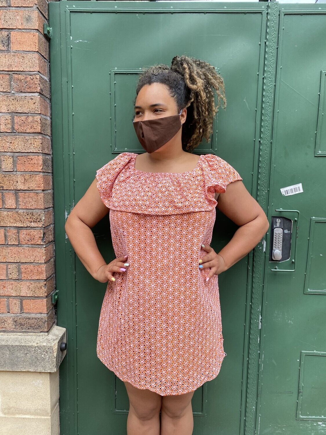Non Medical - Pleated Print Masks Brown Print