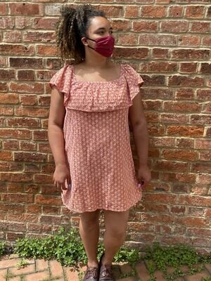 Non Medical - Pleated Print Masks Red Print