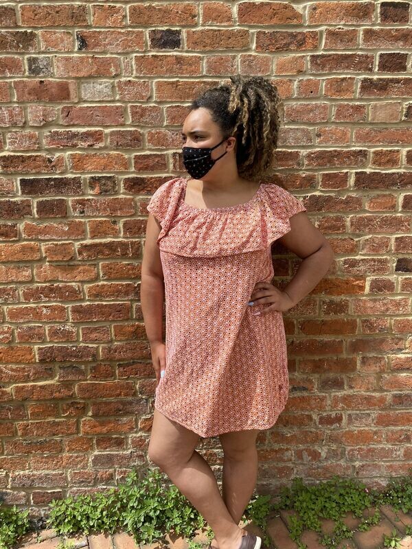 Non Medical - Pleated Print Masks Black Floral/Heart Print