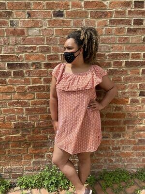 Non Medical - Pleated Print Masks Black Floral/Heart Print