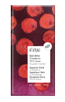 VIVANI Superior Dark Chocolate with Cranberry 70%