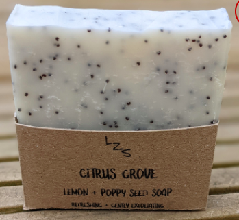 LEMON + POPPY SEED SOAP, WITH SHEA AND MANGO BUTTER