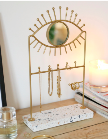 Jewellery Stand and Mirror with Terrazzo Base - Home