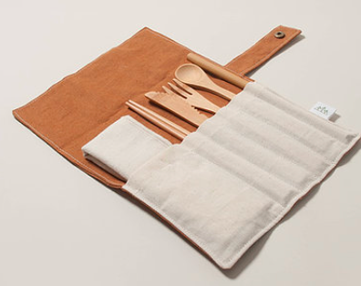 Travel Bamboo Cutlery Set – Mustard - HOME