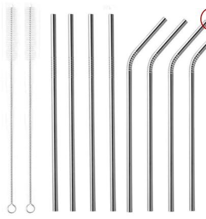 Silver Bosh. Reusable Metallic Drinking Straw – Pack of 8-HOME