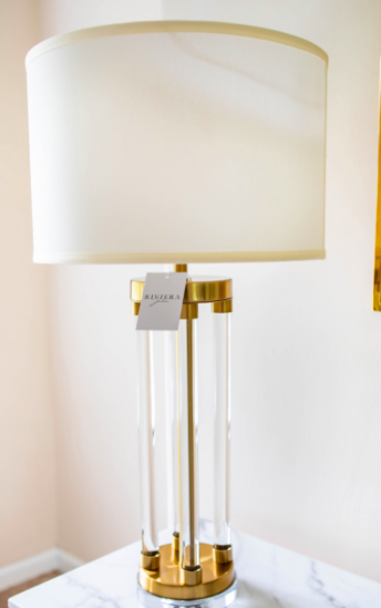 Glass iIIusion Table Lamp In Bright Gold-HOME