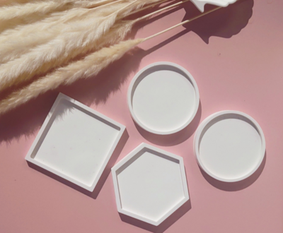 White Jesmonite coaster set of 2 - GIFTS