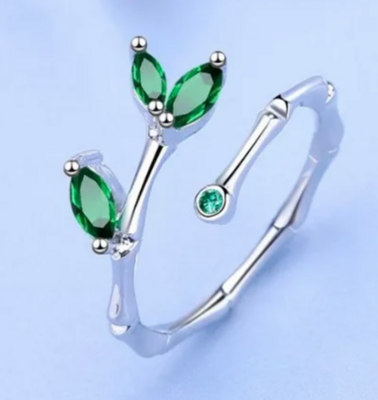 Leaf green 925 sterling silver ring - Jewellery