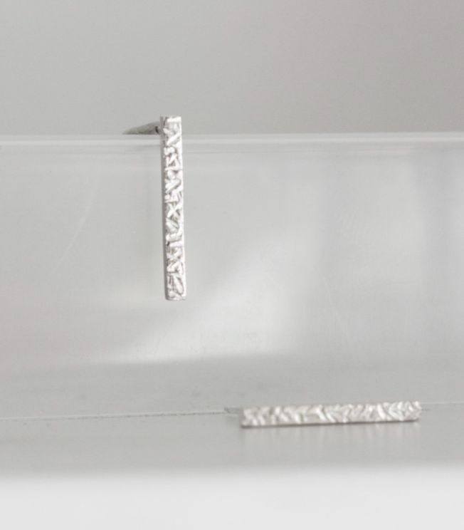 Sterling Silver Texture Bar stud - Jewellery