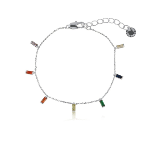 Iris Rainbow baguette stone delicate bracelet in Silver - Jewellery