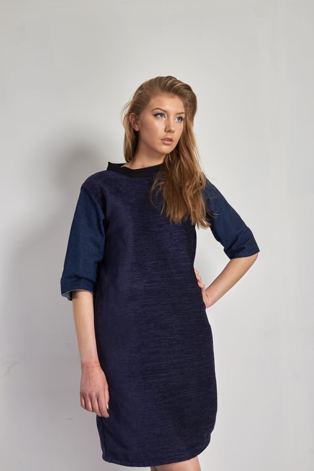 Sophia - Velvet &amp; Denim Dress