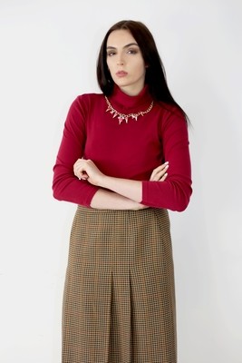 Lou - Embellished Polo Neck Top