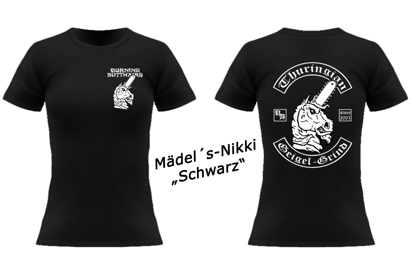 Burning Butthairs Girly Shirt  - Farbe schwarz